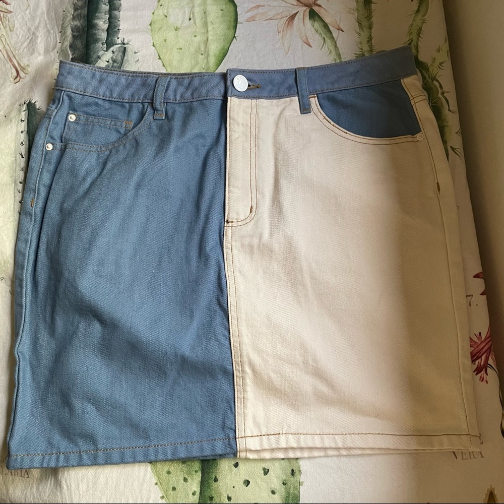 Blue and White Denim Skirt, Two Tone, BDG, Size Large